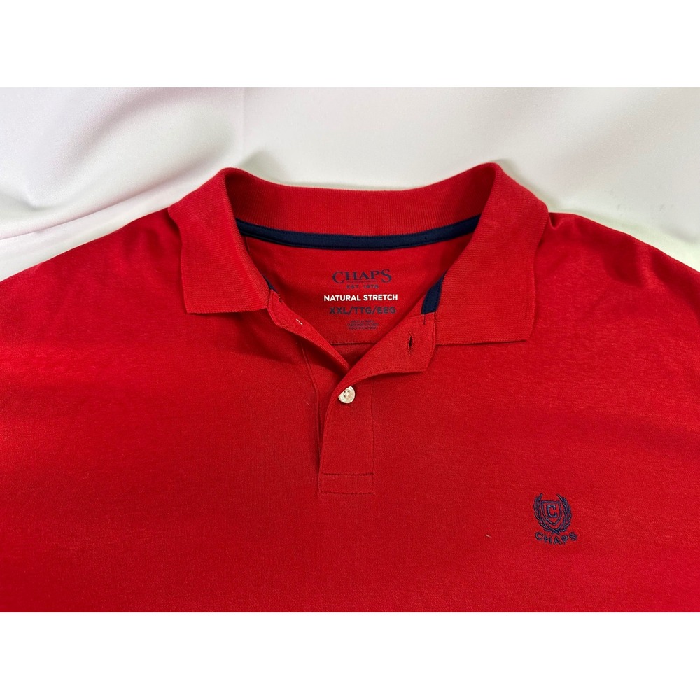 Chaps‎ Natural Stretch Polo Shirt Short Sleeve Casual Red 2XL Mens Cotton Golf